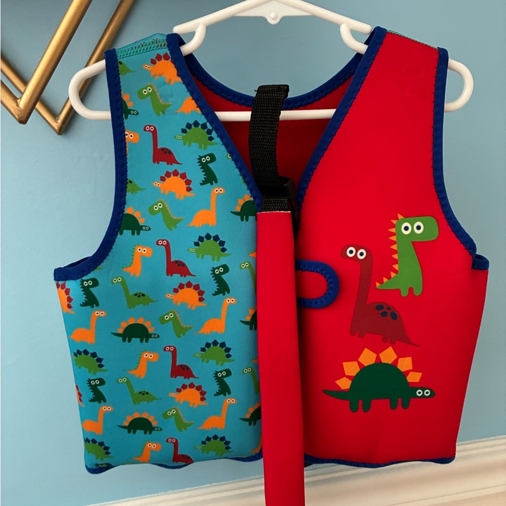 Kids Dinosaur Life Vest - Red and Blue